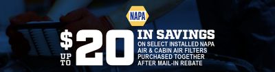 NAPA Air and Cabin Filter Rebate