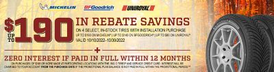 $120 MICHELIN® Rebate Tire Savings