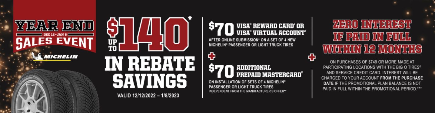 Year end sales event. Up to $140 in rebate savings