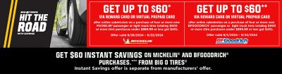 MICHELIN & BFGOODRICH Rebate Tire Savings