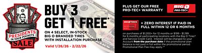 Buy 3 Big O Tires Get 1 Free